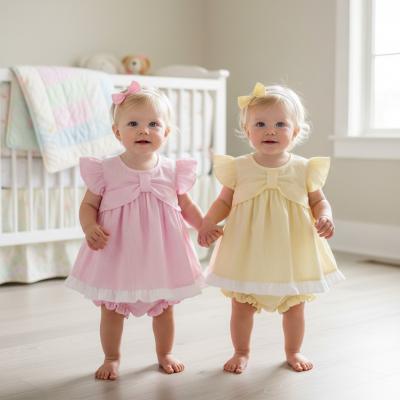 RBH12803-B  Stripe and bow  Dress Set  (9-24 months)