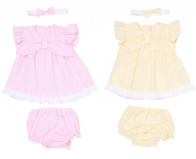 Rock a bye boutique H12803NB * RBH12803A Stripe and Bow  Dress Set (0-9 months)
