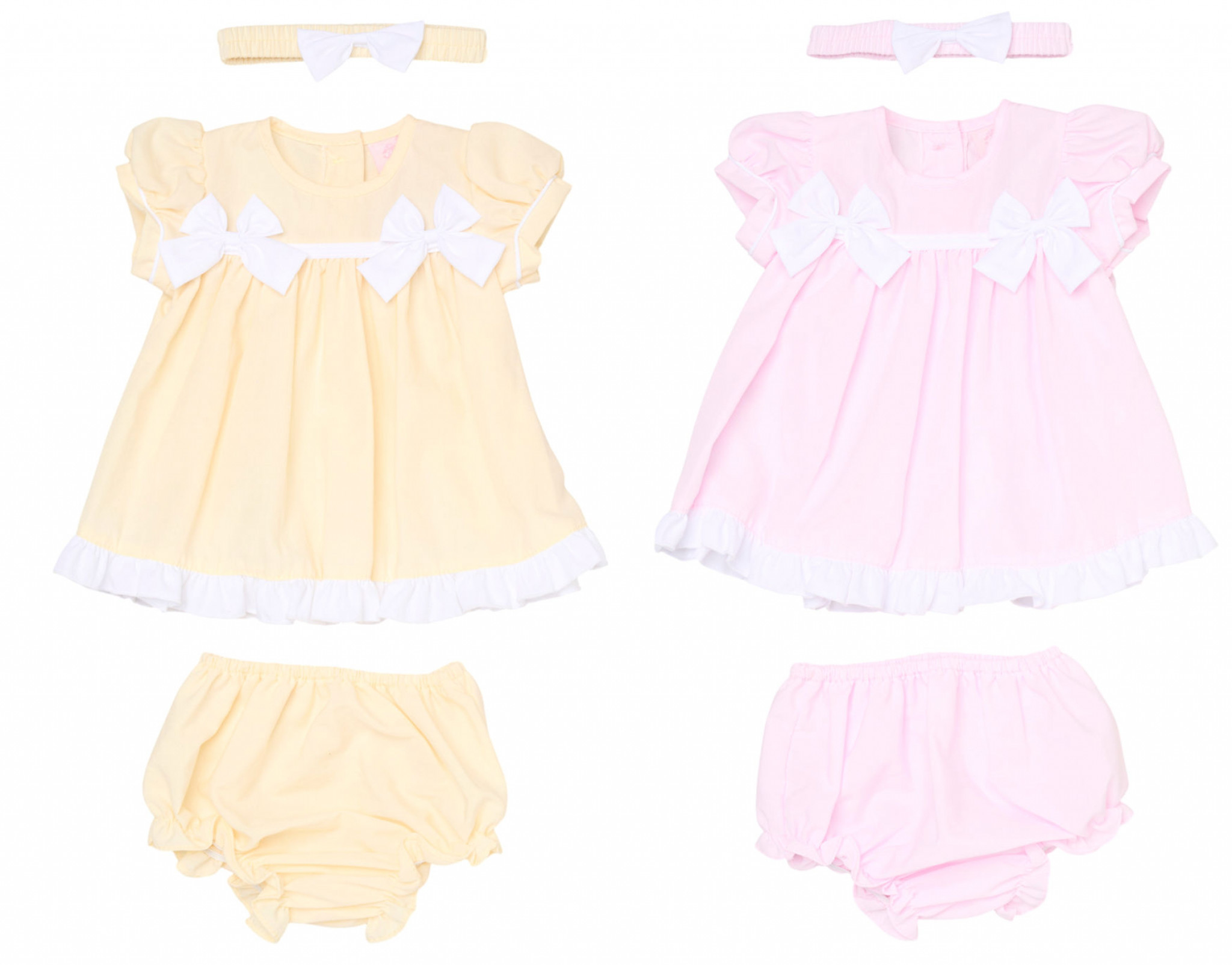 Rock a bye boutique H12804NB * RBH12804-A Double Bows Dress Set (0-9 months)
