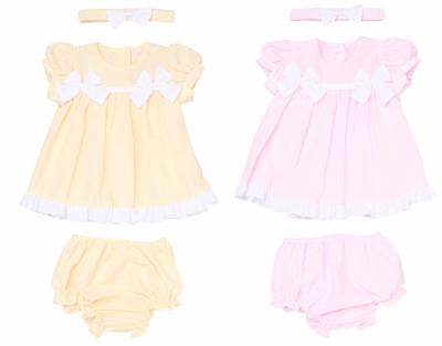 Rock a bye boutique H12804NB * RBH12804-A Double Bows Dress Set (0-9 months)