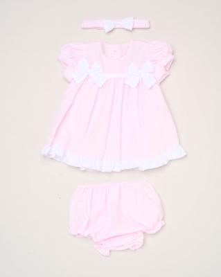 Rock a bye boutique H12804NB * RBH12804-A Double Bows Dress Set (0-9 months)