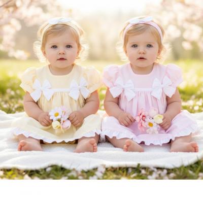 RBH12804-B  Double Bows Dress Set  (9-24 months)