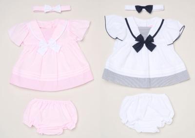Rock a bye boutique H12805NB * RBH12805-A Sailor BowDress Set (0-9 months)