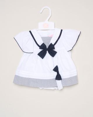 Rock a bye boutique H12805NB * RBH12805-A Sailor BowDress Set (0-9 months)