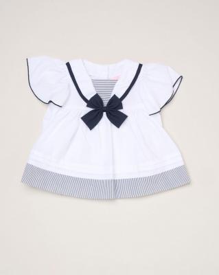 Rock a bye boutique H12805NB * RBH12805-A Sailor BowDress Set (0-9 months)