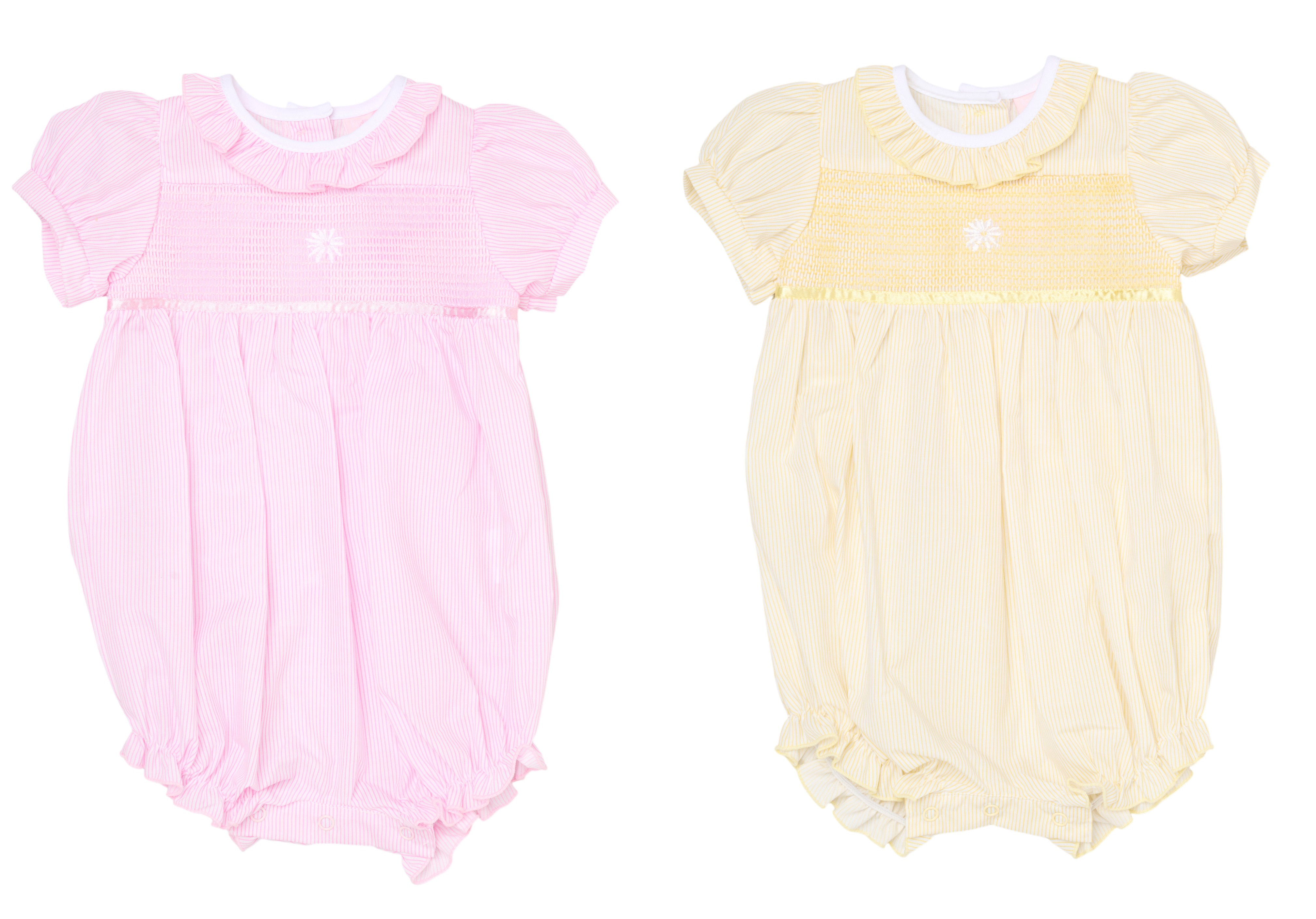 Rock a bye boutique H12810NB * RBH12810 Daisy Smocked Romper (0-9 months)