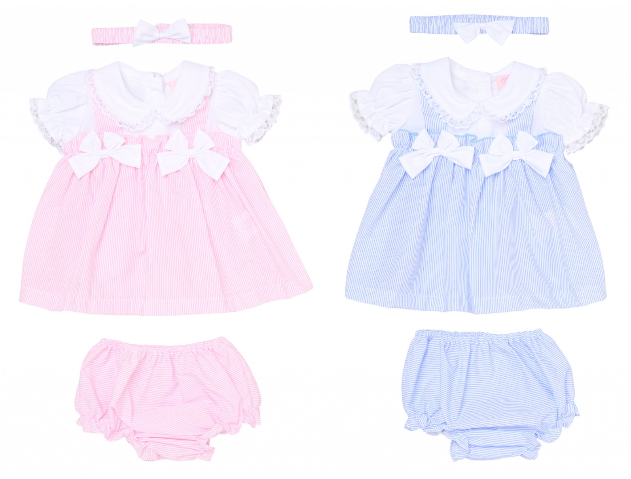 Rock a bye boutique H12815INF * RBH12815-B Striped Double Bows Dress Set (9-24 months)