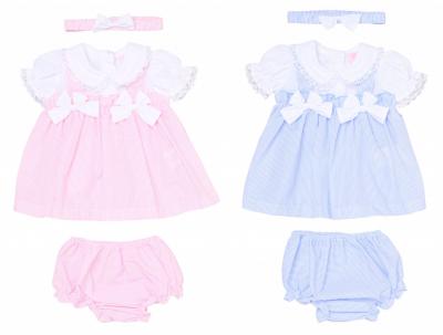 Rock a bye boutique H12815INF * RBH12815-B Striped Double Bows Dress Set (9-24 months)