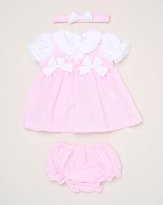 Rock a bye boutique H12815NB * RBH12815-A Striped Double Bows Dress Set (0-9 months)