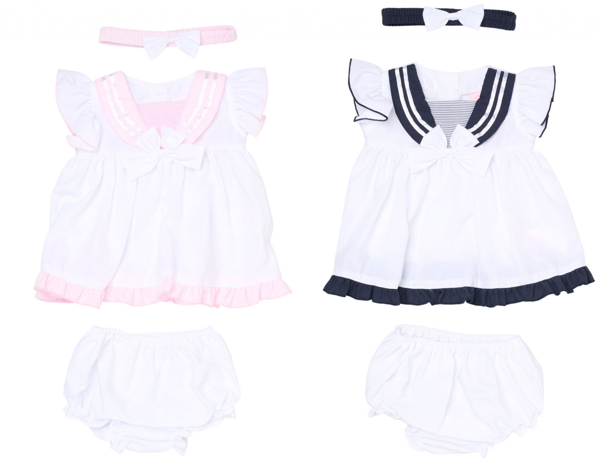 Rock a bye boutique H12816NB * RBH12816-A Sailor BowDress Set (0-9 months)
