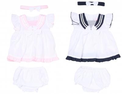 Rock a bye boutique H12816NB * RBH12816-A Sailor BowDress Set (0-9 months)
