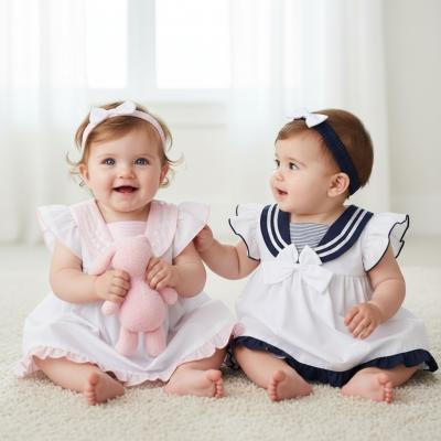 RBH12816A  Sailor Bow Dress Set  (0-9 months)