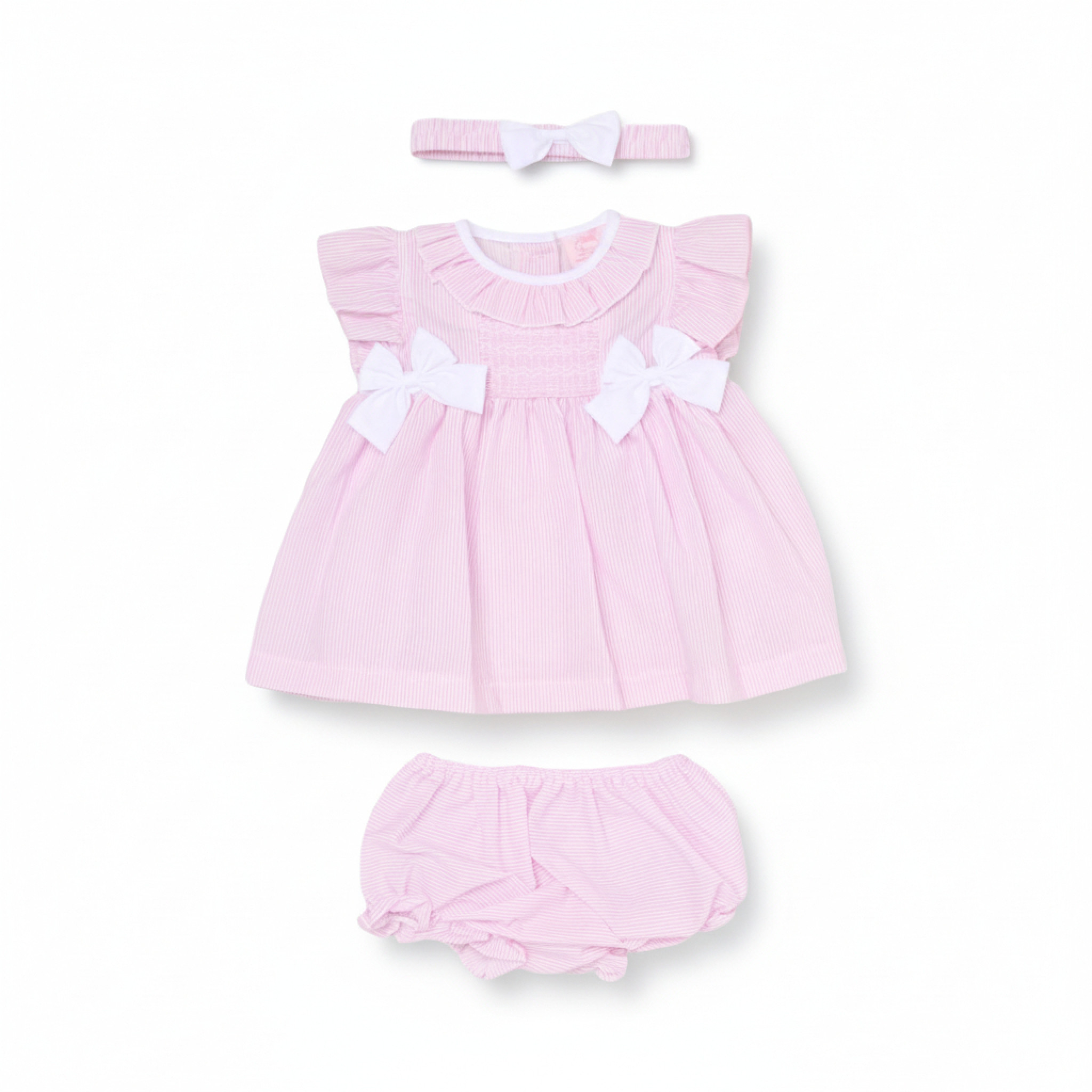 Rock a bye boutique H12817NB * RBH12817-A Striped Bow Dress Set (0-9 months)