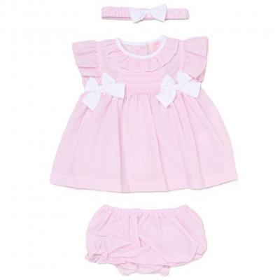 Rock a bye boutique H12817NB * RBH12817-B Striped Bow Dress Set (9-24 months)
