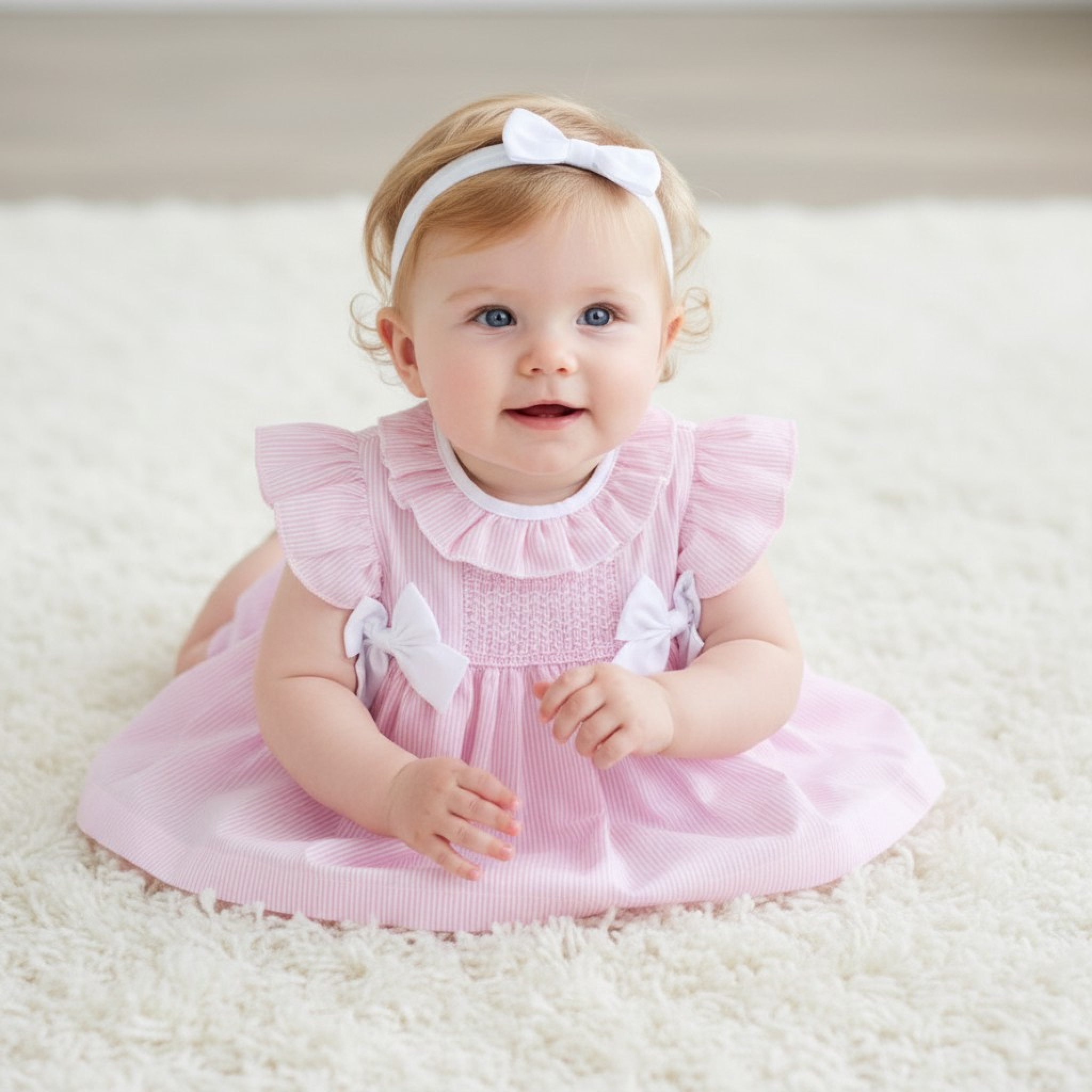 Rock a bye boutique H12817NB * RBH12817A Striped Bow Dress Set (0-9 months)