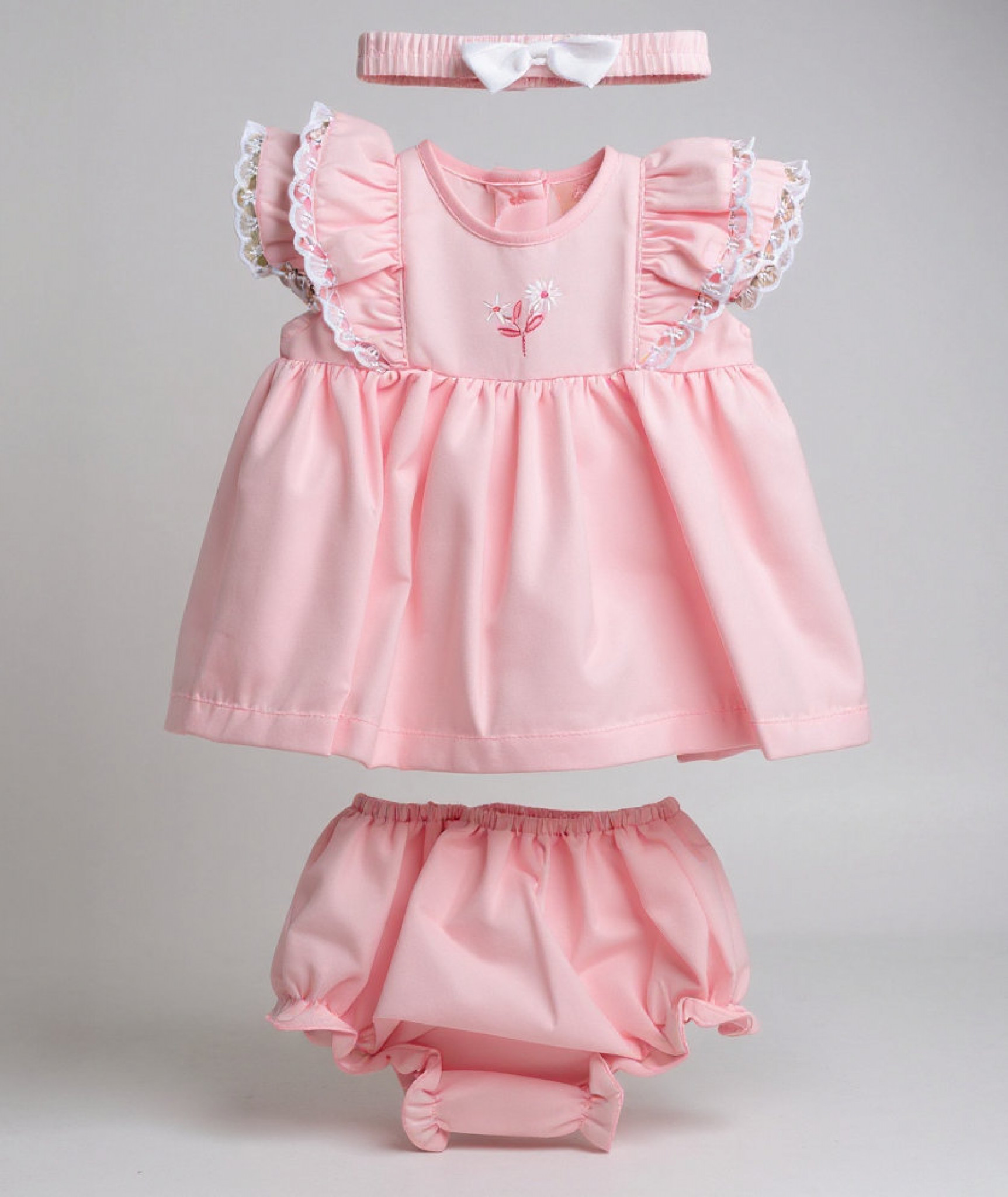 Rock a bye boutique H12819NB * RBH12819-A Floral and Lace Dress Set (0-9 months)