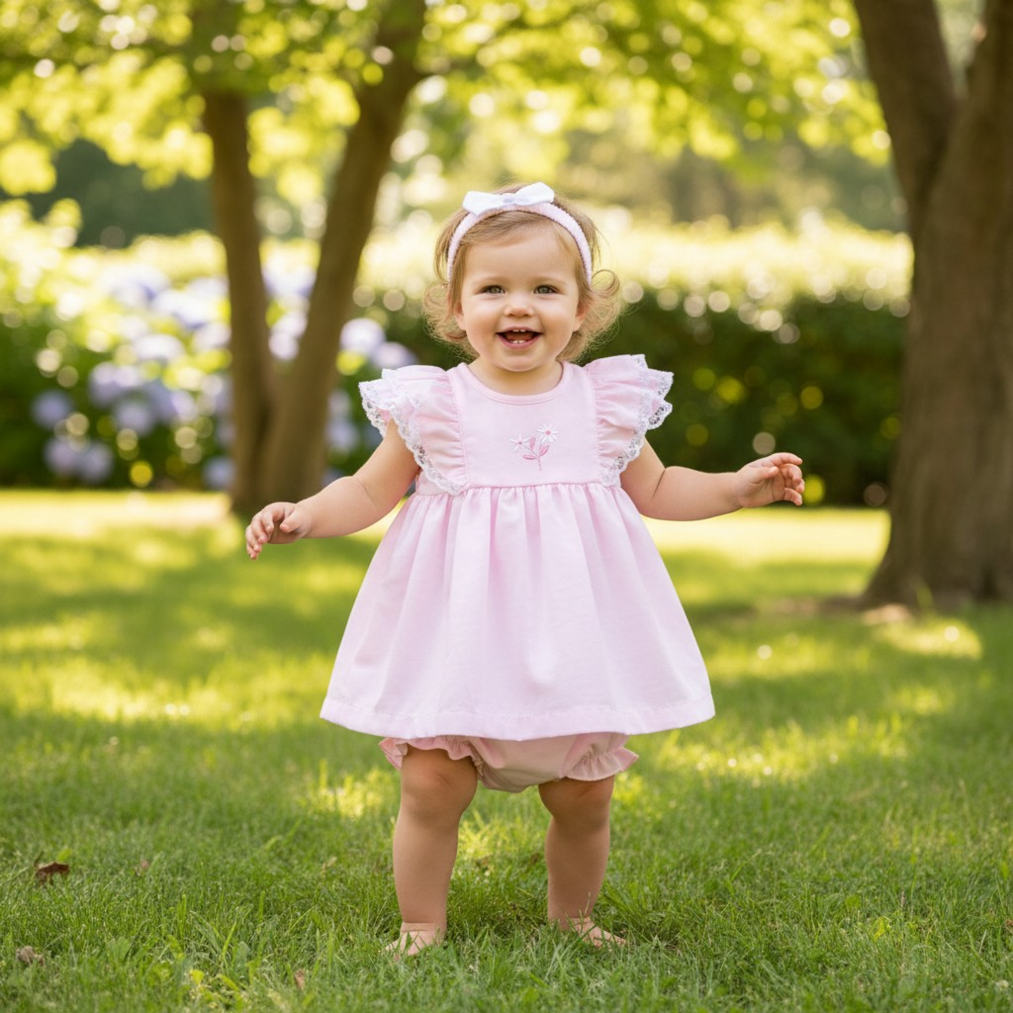 Rock a bye boutique H12819INF * RBH12819-B Floral and Lace Dress Set (9-24 months)