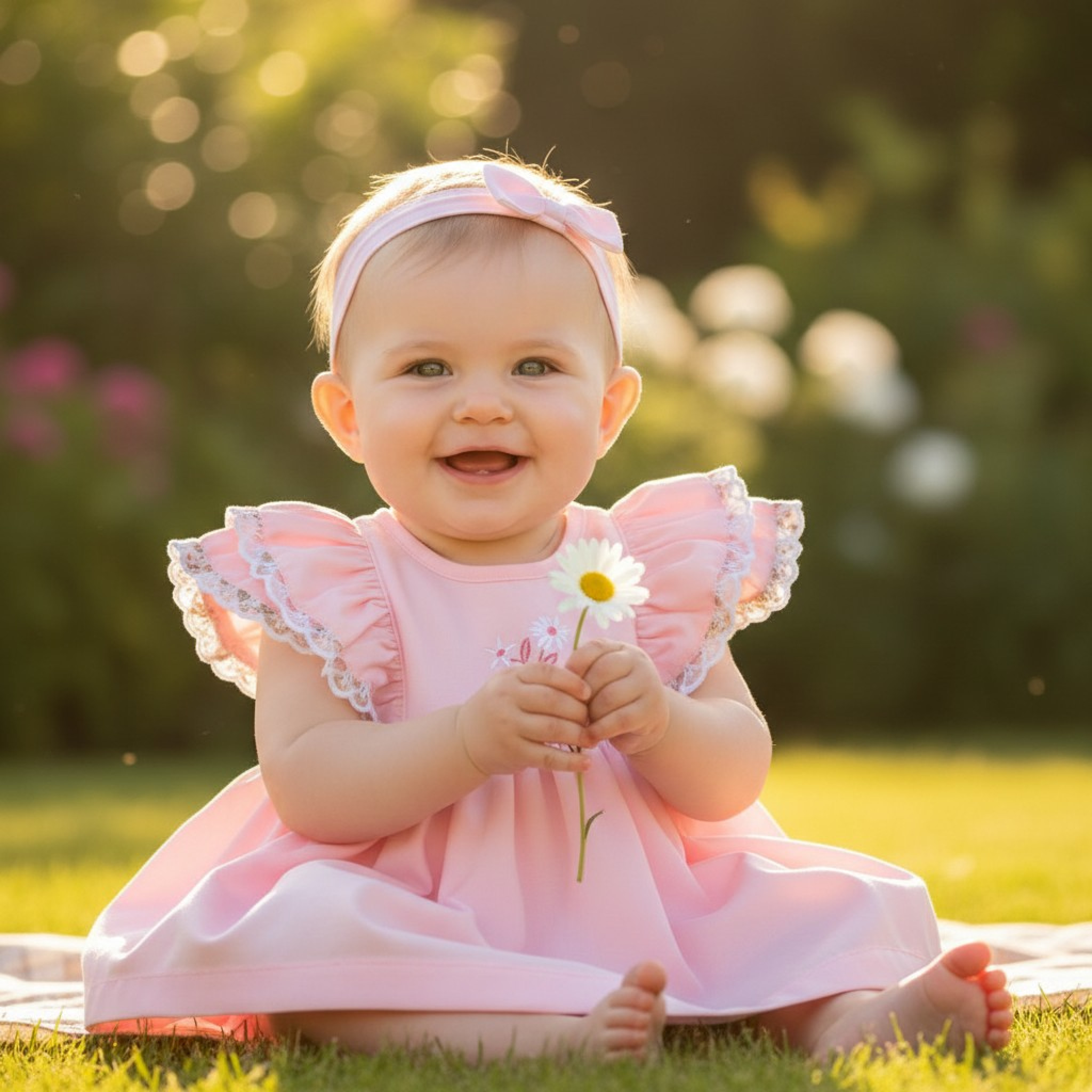 Rock a bye boutique H12819NB * RBH12819A Floral and Lace Dress Set (0-9 months)