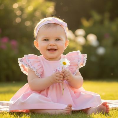 RBH12819A Floral and Lace Dress Set (0-9 months)