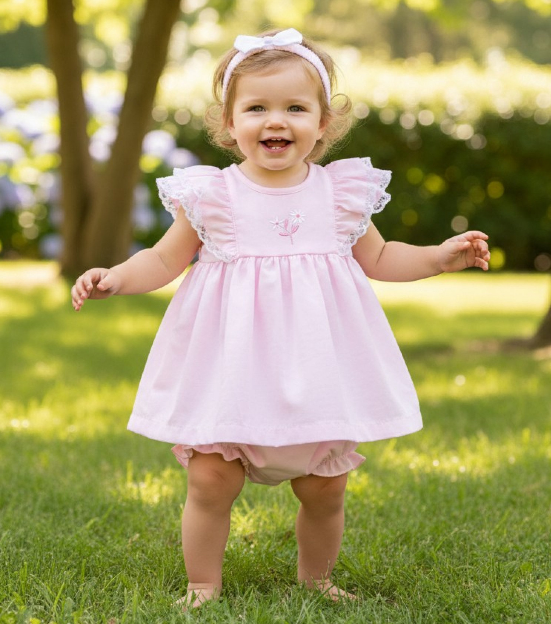 Rock a bye boutique H12819INF * RBH12819B Floral & Lace Dress , pants and headband (9-24 months)