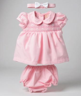 Rock a bye boutique H12820NB * RBH12820-A Smocked Dress Set (0-9 months)