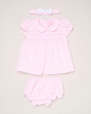 Rock a bye boutique H12820NB * RBH12820-A Smocked Dress Set (0-9 months)