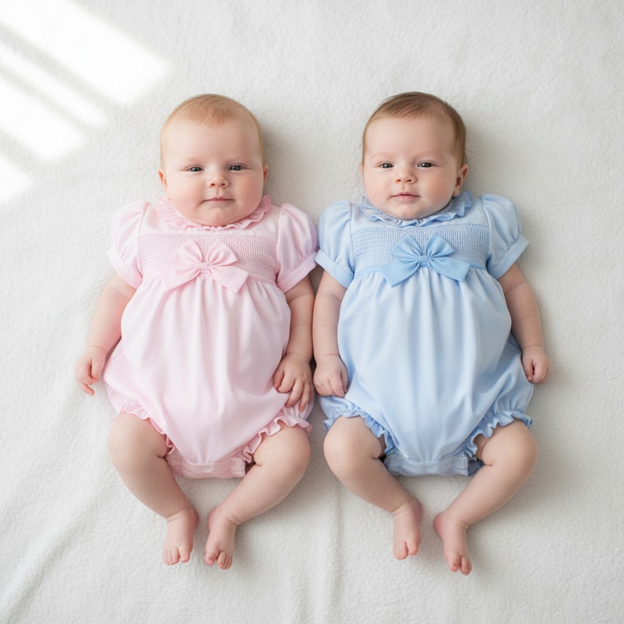 Rock a bye boutique H12903NB * RBH12903PB Bow and Smocked Romper (0-9 months)