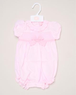 Rock a bye boutique H12903NB * RBH12903 Bow and Smocked Romper (0-9 months)