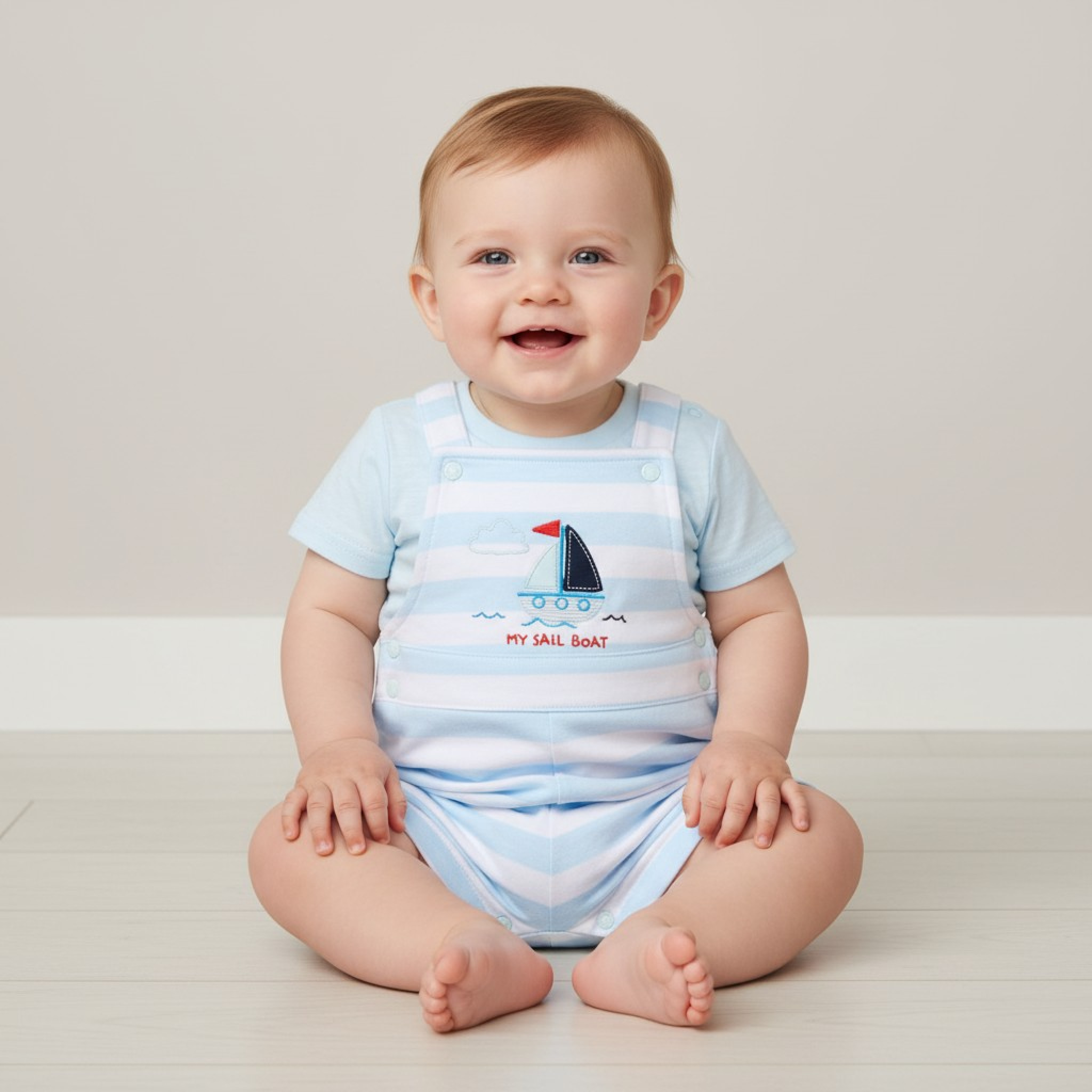 Rock a bye boutique H13194NB RBH13194 Sailboat dungaree set(3-12 months)