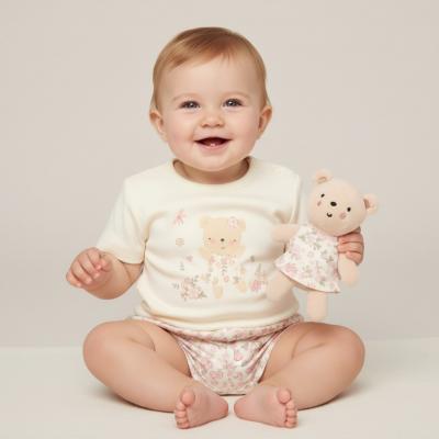 Rock a bye boutique H14298 * RBH14298 Floral top and shorts with teddy bear (0-9 months)