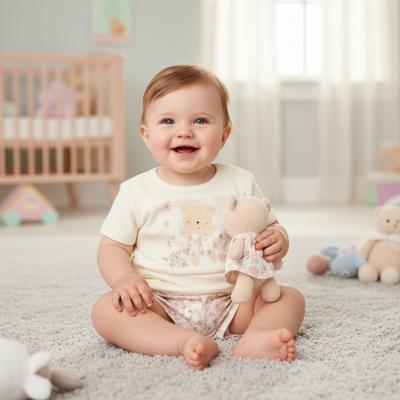 Rock a bye boutique H14298 * RBH14298 Floral top and shorts with teddy bear (0-9 months)