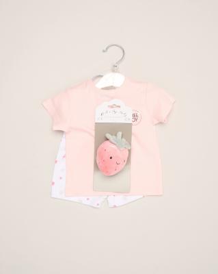 Rock a bye boutique H14299 * RBH14299 Strawberry top and shorts with plushie (0-9 months)