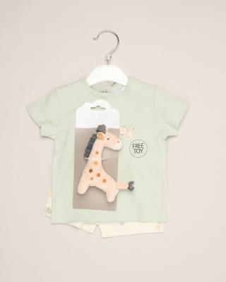 Rock a bye boutique H14301 * RBH14310 Giraffe Safari top and shorts with plushie (0-9 months)