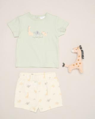 Rock a bye boutique H14301 * RBH14310 Giraffe Safari top and shorts with plushie (0-9 months)