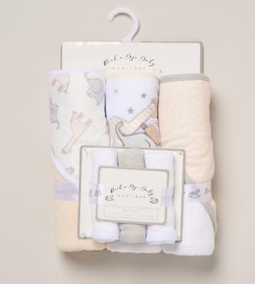 RBH14929  Hooded Towel and Wash Cloth Set "Safari" 