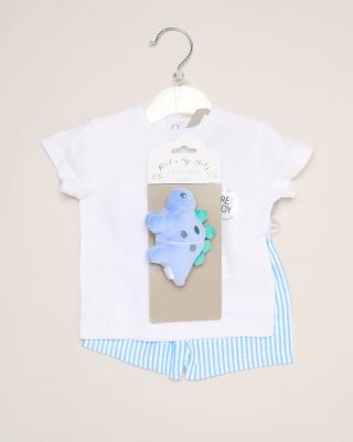Rock a bye boutique H14301 * RBH14949 Stegasaurus top and shorts with plushie (0-9 months)