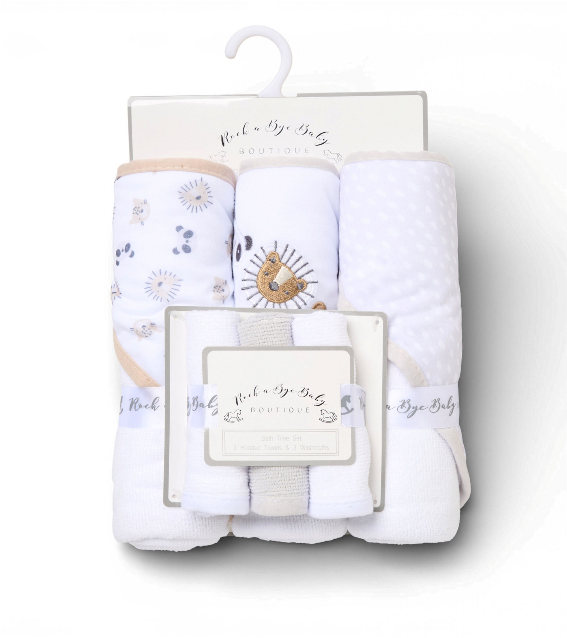 Rock a bye boutique H15012 * RBH15012 Hooded Towel and Wash Cloth Set "Animals"