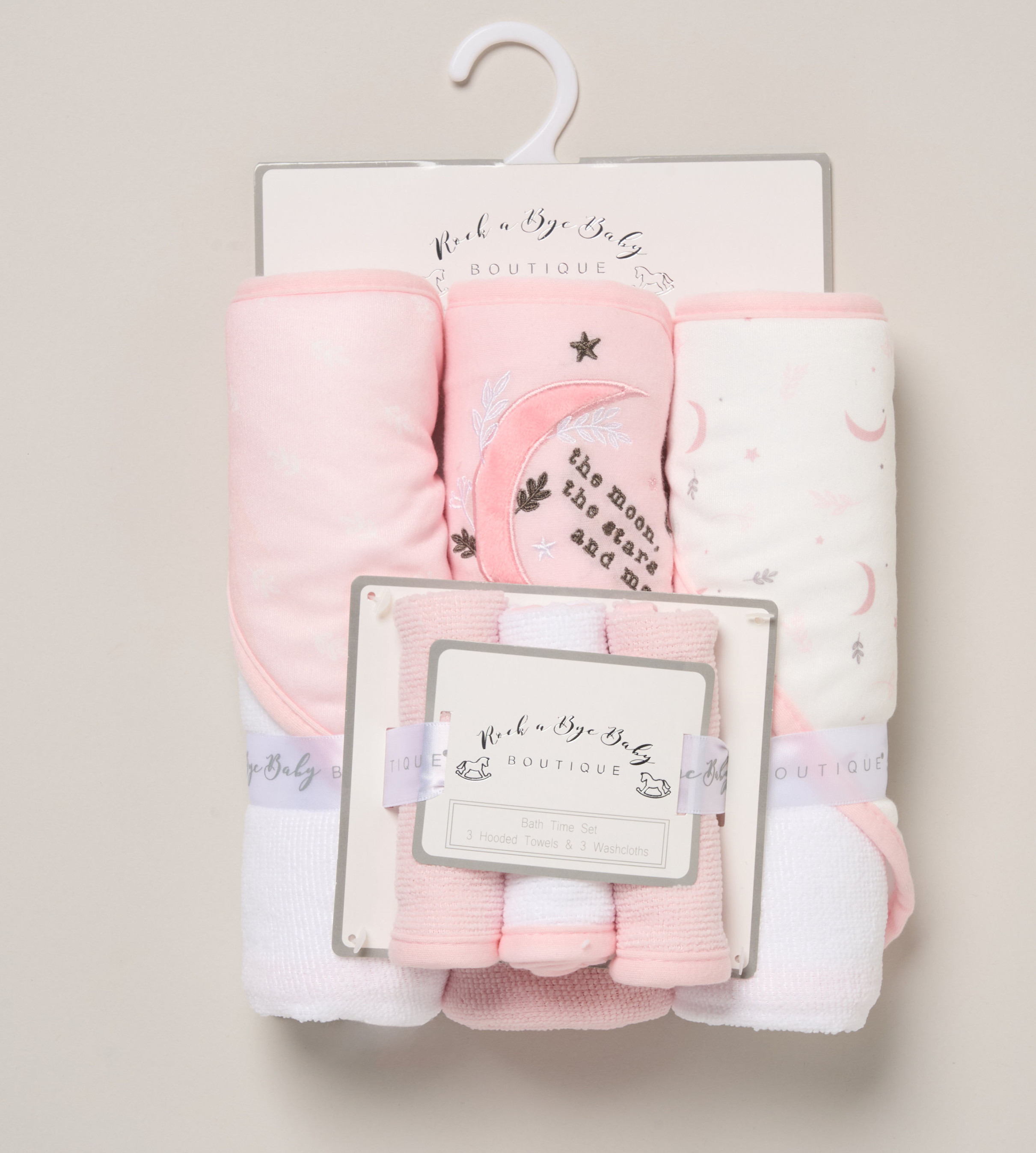 Rock a bye boutique H15018 * RBH15018 Hooded Towel and Wash Cloth Set "Stars"