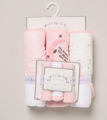 RBH15018  Hooded Towel and Wash Cloth Set "Stars" 