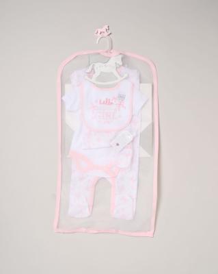 Rock a bye boutique H15027NB * RBH15027 "Hello Sweet Girl" 5 Piece Layette Set (Nb-6 months)