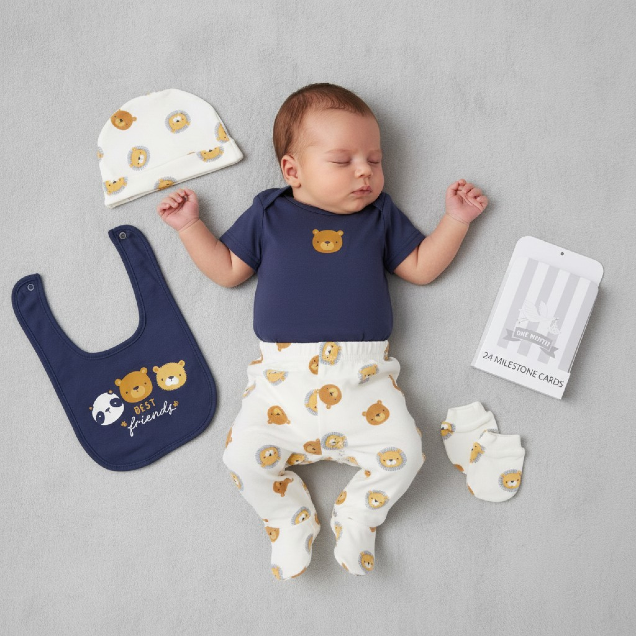 Rock a bye boutique H15089 * RBH15089N Best Friends Milestone 6 Piece Set (NB - 6m)