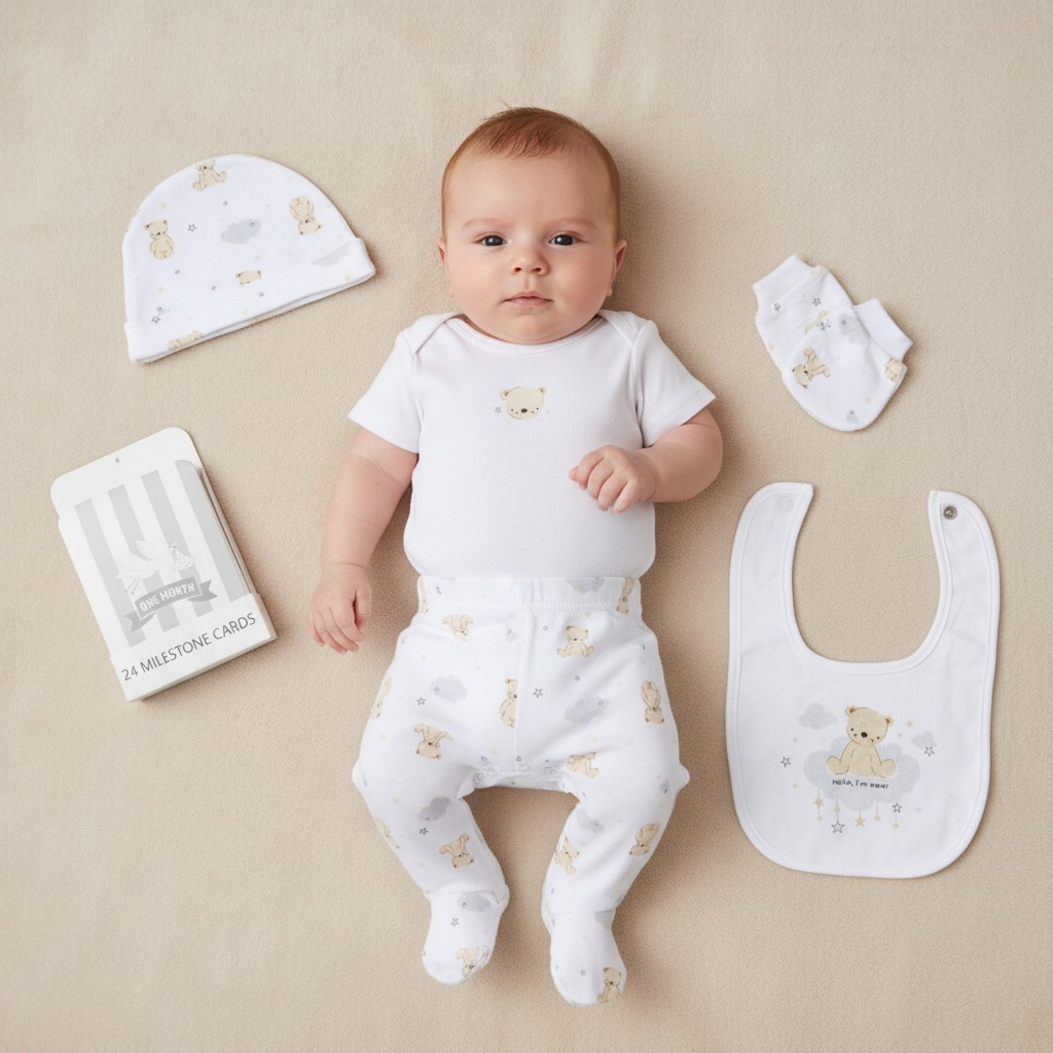 Rock a bye boutique H15094 * RBH15094T "Hello" Baby Milestone 6 Piece Set (NB - 6m)