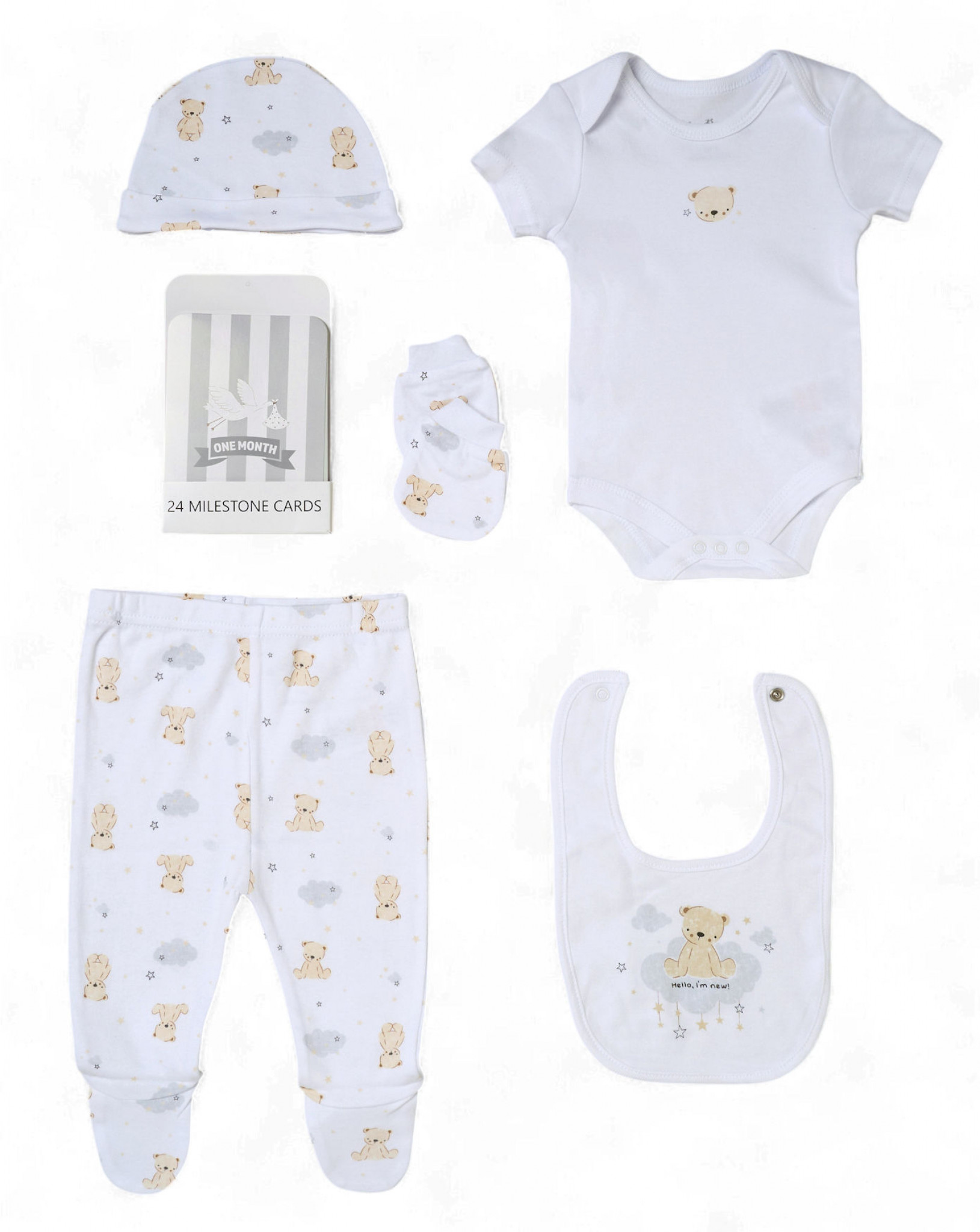 Rock a bye boutique H15094 * RBH15094 "Hello" Baby Milestone 6 Piece Set (NB - 6m)