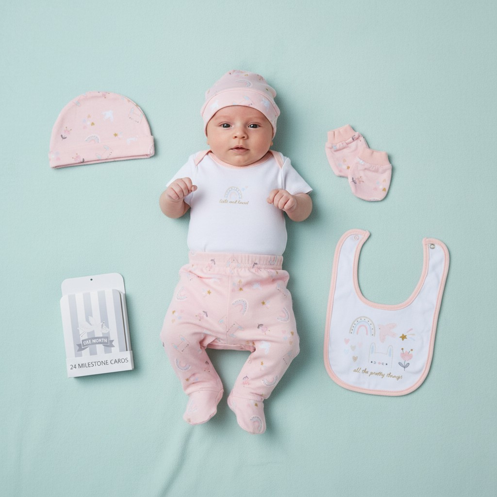 Rock a bye boutique H15233 * RBH15233P Baby Milestone 6 Piece Set (NB - 6m)