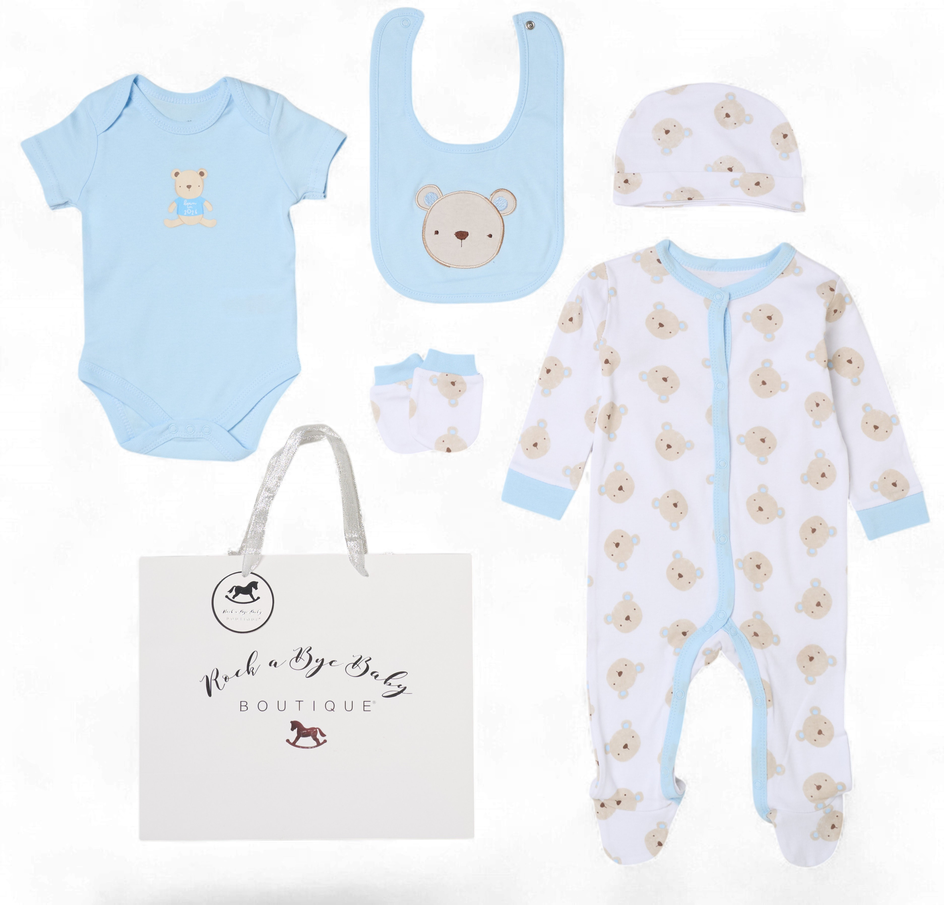Rock a bye boutique H15241NB * RBH15241 "Teddy " 5 Piece Layette Set (Nb-6 months)