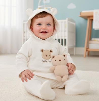 RBJ15343  Teddy textured quilted Hooded Set & Toy  (Nb-6 months)