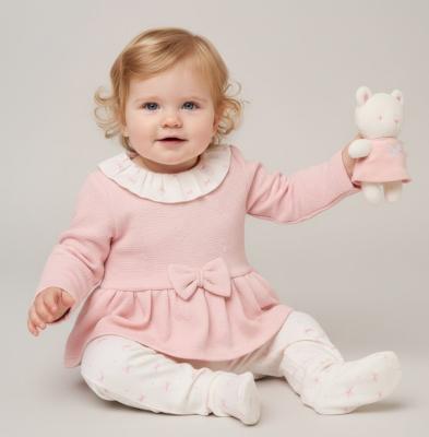 RBJ15419  Bow textured quilted Hooded Set & Toy (3 & 6 months)