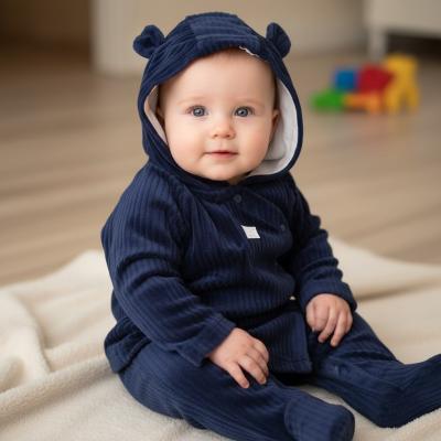 RBJ15438N  Ribbed velour jacket and trousers  (newborn - 6 months)