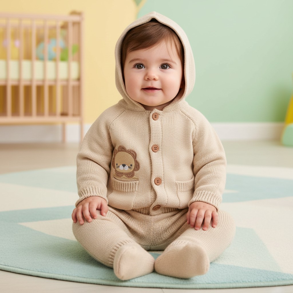 Rock a bye boutique J15543 * RBJ15443 True Knit Lion Cardigan & Trousers (0-9 months)