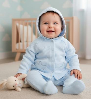 RBJ15447  Star textured Hooded Top & Trousers (Nb-6 months)